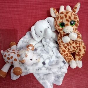 Safari Animals 🦒🐘🦒 Baby Plush Lot of 3